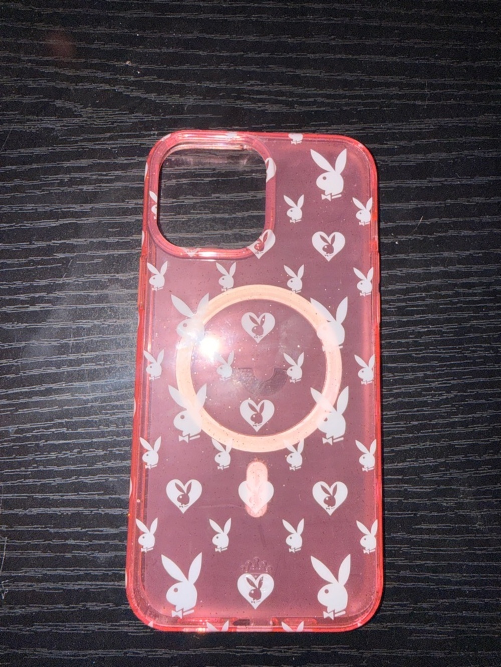 Wildflowers Pink Clear Phone Case with White Bunny Pattern IPhone 13 Max pro